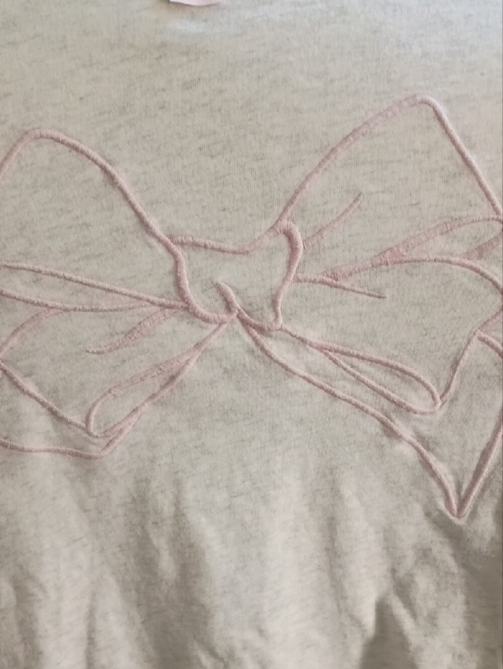 PINK Victoria's Secret White Short Sleeve Tee with Pale Pink Bow Embroidery - Picture 3 of 6